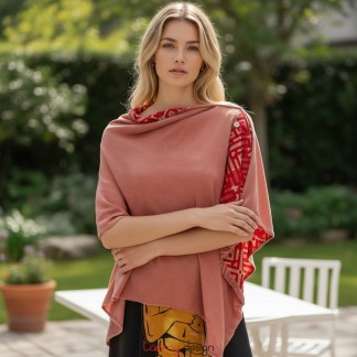 Digital and velvet scarf - HND19.213V PINK ( 2 sides )